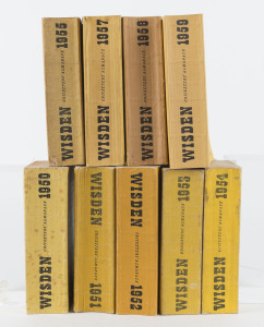1950 - 1959 WISDEN'S ALMANACKS, complete (excl. 1956) soft cover editions. (9). Mixed condition; mainly fine.