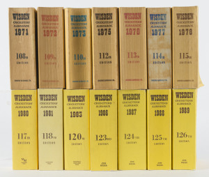 WISDEN'S ALMANACKS: Soft cover editions for 1971 - 1973, 1975 - 1978, 1980, 1981, 1983, and 1986 - 1989. (Total: 14).