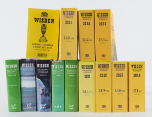 WISDEN'S ALMANACKS: Soft cover editions for 2007 and 2011 - 2016. Also, the hard cover Australian editions for 1998 (defecetive), 1999, 2002-03, 2004-05 & 2005-06 and the "Wisden England - Australia Cricket Quiz Book" (2005). (Total: 13).