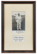 W.G. GRACE signed photographic postcard; framed and glazed, overall 31.5 x 20cm.
