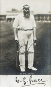 W.G. GRACE signed photographic postcard; framed and glazed, overall 31.5 x 20cm. - 2