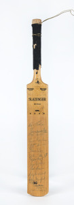 Rest of the World XI Tour of Australia 1971-72 A miniature "Slazenger" bat signed on the front by the touring party including Sobers (Captain), Gavaskar, Kanhai, Lloyd, Bedi, Masood and Kunis. (Although signed on the back by the Australian team, those aut