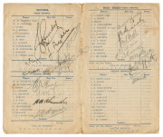 THE WEST INDIES TEAM in AUSTRALIA - 1930 WEST INDIES v VICTORIA Souvenir Programme and Scorecard for the four-day match which preceded the Test Match series. Signed internally by the full Victorian Team including Woodfull, Ponsford, Ryder, Hendry, a'Becke - 2