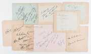 AUSTRALIA: Pages removed from various autograph books, with more than 40 original signatures including Stan McCabe, Sid Barnes, Ron Saggers, Arthur Morris, Doug Ring, Percy Beames, Ben Barnett, Ross Moyle, Clarrie Grimmett, Merv Waite, Keith Miller, Ian J