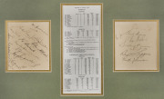 AUSTRALIA in ENGLAND - 1948 A 50th Anniversary of the Invincibles Tour platter, mounted together with a listing of the batting and bowling statistics of all members of the touring party, with two autograph pages bearing all 17 players' original signatures - 2