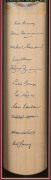 AUSTRALIAN CRICKET MASTERS, full size cricket bat, with signatures of Neil Harvey, Alan Davidson, Richie Benaud, Graham McKenzie, Bill Brown, Peter Burge, Colin McDonald, Sam Loxton, Bill Johnston, Norm O'Neill & Bill Lawry, mounted in attractive display - 2