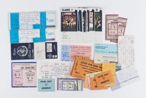 CARLTON: A range of 1968 to 1990s tickets and ticket stubs including Grand Finals; also Games 1 - 9 of the 1987 illustrated tickets (each with a different action photo featuring a Carlton player). (Qty).