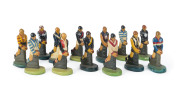 PLASTER FIGURINES: A set of the 12 VFL Clubs plus Victoria, hand-painted figurines, circa 1950s. Mixed condition. (13).