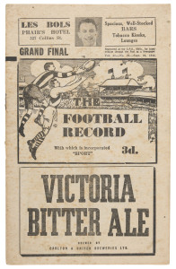 The Football Record: Special editions for the 1944 1st Semi-Final (Footscray v Essendon); the 2nd Semi-Final (Richmond v Fitzroy) lacking covers; the Final (Richmond v Essendon) and the Grand Final (Richmond v Fitzroy). There is also a Football Record for