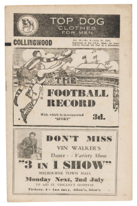 The Football Record: 1945 editions for the Home-and-Away Rounds 1, 2, 4, 5, 6, 7, 9, 10, 11, 14, 15, 16 , 17, 18 and 20. (Total: 15). Mixed condition.