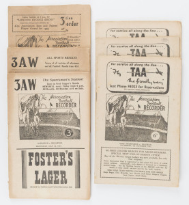 "The Association Football Recorder: The Official Organ of the Victorian Football Association" (the VFA): 1946 Grand Final (Sandringham d Camberwell); 1947 May 24 (Oakleigh v Brighton); 1949 Grand Final (Williamstown d Oakleigh); 1951 Grand Final (Prahran d Port Melbourne); 1952 May 24 (Moorabbin v Yarraville) and Grand Final (Oakleigh d Port Melbourne.). (Total: 6). Mixed condition.