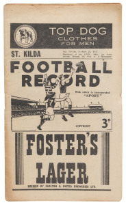 The Football Record: 1947 editions for the Home-and-Away Rounds 1, 2, 3, 4, 7, 8, 9, 10, 11, 12, 13, 14, 15 and 17. (Total: 14). Mixed condition.
