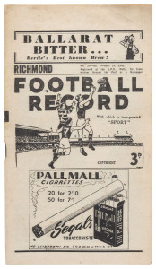 The Football Record: 1948 editions for the Home-and-Away Rounds 1, 2, 3, 4, 5, 6, 8, 9, 11, 12, 15, 16 and 18. (Total: 13). Mixed condition.