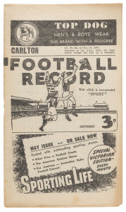 The Football Record: Special editions for the 1949 State of Origin Game, June 25 (Victoria v Western Australia); the 2nd Semi-Final (North Melbourne v Carlton); the [Prelim.] Final (Essendon v North Melbourne and the Grand Final (Carlton v Essendon) with 