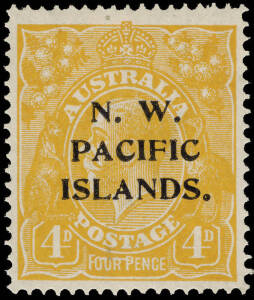 1915-16 (SG.70c) 4d Orange with major variety "Line through FOUR PENCE", MLH, SG.&pound;425.
