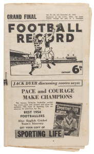 The Football Record: Special editions for the 1954 2nd Semi-Final (Geelong v Footscray); the [Prelim.] Final (Melbourne v Geelong) and the Grand Final (Footscray v Melbourne). (Total: 3). Mixed condition.