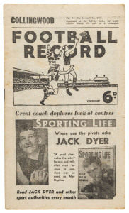 The Football Record: 1955 editions for the Home-and-Away Rounds, mainly featuring Collingwood: 1, 2, 3, 4, 5, 6, 7, 8, 9, 10, 11, 12, 13, 14, 15, 16, 17 and 18. (Total: 18). Mixed condition.Collingwood finished the Home-and-Away Season in Second position 