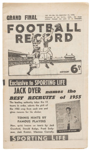 The Football Record: Special editions for the 1955 2nd Semi-Final (Melbourne v Collingwood); the [Prelim.] Final (Collingwood v Geelong) and the Grand Final (Collingwood v Melbourne). (Total: 3). Mixed condition.