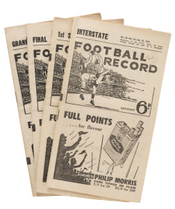 The Football Record: Special editions for the 1957 State-of-Origin Match, July 20 (Victoria v South Australia);  1st Semi-Final (Hawthorn v Carlton); the [Prelim.] Final (Hawthorn v Melbourne) and the Grand Final (Essendon v Melbourne). (Total: 4). Mixed 