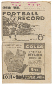 The Football Record: Special editions for the 1959 State-of-Origin Match, June 20 (Victoria v West Australia);  the Night Match Sept 7 (St.Kilda v Hawthorn); the 1st Semi-Final (Collingwood v Essendon); the 2ns Semi-Final (Melbourne v Carlton); the [Preli