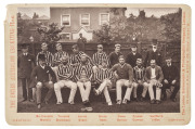 1886 AUSTRALIAN TEAM, original cabinet card team photograph, 'The Entire Australian Cricketing Team', by London Stereoscopic and Photographic Company, laid down on its original card mount with players names (McIlwraith, Trumble, Jarvis, Bruce, Jones, Palm