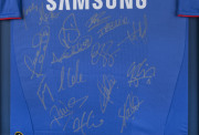 CHELSEA: 2010/11 signed 'home' team jersey mounted on plain unfinished display, numerous signatures including - 2