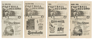 The Football Record: Special editions for the 1960 1st Semi-Final (Collingwood v Essendon); the 2nd Semi-Final (Melbourne v Fitzroy); the [Prelim.] Final (Collingwood v Fitzroy) and the Grand Final (Collingwood v Melbourne). (Total: 4). Mixed condition.Me