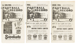 The Football Record: Special editions for the 1961 1st Semi-Final (Footscray v St.Kilda); the [Prelim.] Final (Melbourne v Footscray) and the Grand Final (Hawthorn v Footscray). (Total: 3). Mixed condition.Hawthorn 13.16 (94) won its' first Grand Final, d