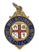 MELBOURNE CRICKET CLUB, undated membership badge with Melbourne Coat of Arms at centre, made by Bowman Limited, London, No. 524. The first badge issued by the club.