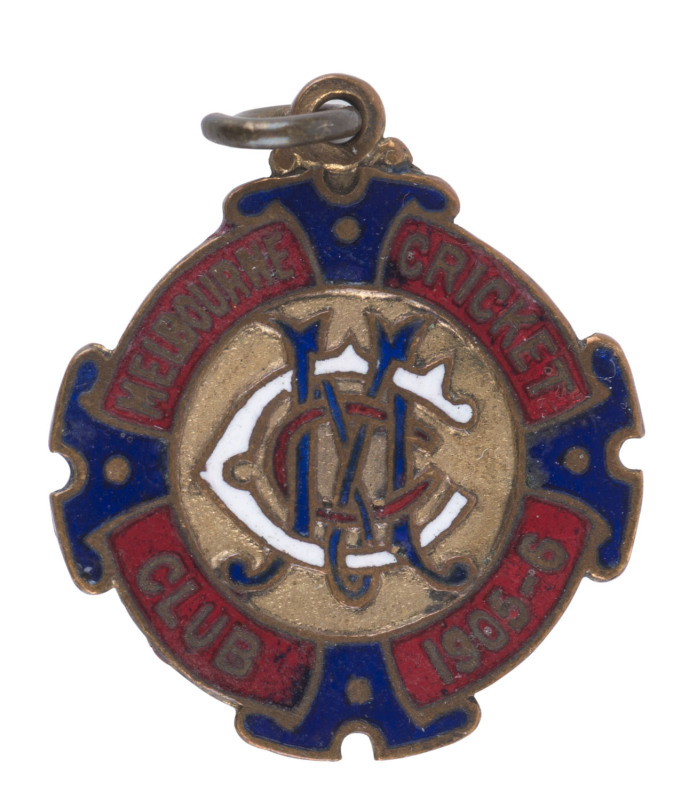 MELBOURNE CRICKET CLUB, 1905-6 membership badge, made by Bridgland & King, No.834.