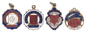 MELBOURNE CRICKET CLUB, 1928-29 membership medallion, No.1157 for a full member, plus the medallion for a country member No.261; the 1929-30 medallion, No.749; and the 1930-31 medallion, No.781. All made by C. Bentley. (4 items).