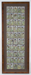 1926-93 selection of sets all mounted, framed & glazed comprising John Player & Son 1926 'Caricatures by "RIP"' (50, Cat £100), County Print Services '1960s Test Cricketers' (25) & 1993 'Australian Test Cricketers' (25), also a faded set of 50 cards showi