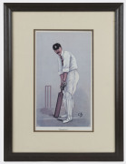 VANITY FAIR CRICKET PRINTS: two Spy series prints comprising "Monkey" (Albert Neilson Hornby) by "Stuff" (Henry Charles Seppings Wright) & "Hampshire" (Edward George Wynyard) by "CG" (Francis Carruthers Gould); both items framed and glazed, 26x39cm & 31x4