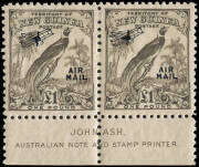 1932 (SG.203) 1 POUND Undated Bird Airmail, superb Ash Imprint pair, MVLH.