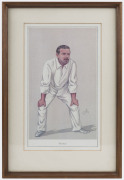 VANITY FAIR CRICKET PRINTS: two Spy series prints comprising "Monkey" (Albert Neilson Hornby) by "Stuff" (Henry Charles Seppings Wright) & "Hampshire" (Edward George Wynyard) by "CG" (Francis Carruthers Gould); both items framed and glazed, 26x39cm & 31x4 - 2