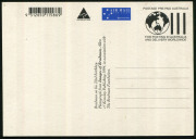 DON BRADMAN: ORIGINAL signature on 1997 "Australian Legends - Sir Donald Bradman" postcards with 45c Bradman stamp. Superb condition.&nbsp;&nbsp; - 2