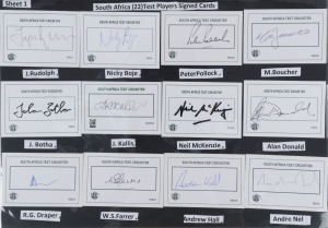 SOUTH AFRICAN TEST CRICKETERS: 1963-2000s era signed 'Test Player' cards (22), noting Peter Pollock, Jacques Kallis, Alan Donald, F, Du Plessis, Andre Nel, Mike Procter & Hashim Amla.