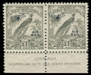 1932 (SG.203) 1 POUND Undated Bird Airmail, superb Ash Imprint pair, MVLH. - 3