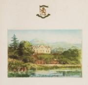 RANJITSINHJI OF NAWANAGAR: A group of 4 greetings cards (16.5x20.50cm) gilt-embossed crests each with a different coloured etching&nbsp; comprising Ballynahinch Castle (Ireland), Jamnagar House & Flower Garden (Staines, England) plus Vibha-Vilas Palace, Jamnag - 3