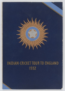 INDIAN CRICKET TOUR TO ENGLAND 1932 brochure for the Indian tour of England, the first series in which they played a test match against England, with player profiles, illustrated throughout, large 8vo format, 48pp with original decorative wrappers, minor 