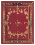 PORT MELBOURNE CRICKET CLUB: 1914 gilt titled & decorated leather bound testimonial to "The Hon F.T. Derham", the internal dedication with attractive hand-painted floral borders, minor edge wear & some light internal spotting, very fine condition overall,