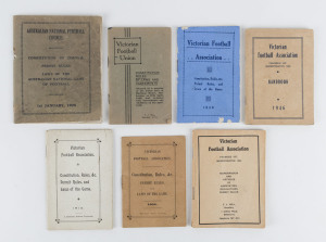 VICTORIAN FOOTBALL ASSOCIATION HANDBOOKS: 1902-46 selection outlining "Constitution, Rules, Permit Rules & Laws of the Game"
