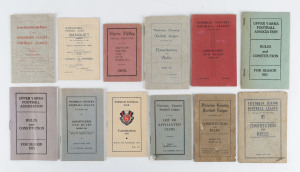 VICTORIAN COUNTRY FOOTBALL LEAGUE ASSOCIATION HANDBOOKS: 1938, 1949, 1952 & 1953-53 editions plus 1934 Victorian Junior Football League handbook and 1954 List of Affiliated Clubs; also club handbooks including 1909 Yarra Valley (very good condition), 1949