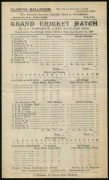 SCORE CARDS: comprising 1902 (Aug.11-13) Surrey County Cricket Club completed card for England vs Australia 5th Test, 1928 (Sept. 5-7) uncompleted card for MCC Australian Team vs Mr Thornton's XI held at Scarbourough with advertising for Boyes Stores, 194 - 4