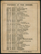 SCORE CARDS: comprising 1902 (Aug.11-13) Surrey County Cricket Club completed card for England vs Australia 5th Test, 1928 (Sept. 5-7) uncompleted card for MCC Australian Team vs Mr Thornton's XI held at Scarbourough with advertising for Boyes Stores, 194 - 7