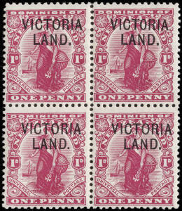 1911-13 (SG.A3) 1d carmine o'pt "VICTORIA LAND". Fine and fresh.