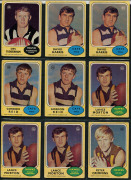 1970-75 Scanlens "Footballers" array with many duplicates comprising 1970 [62], 1972 [42], 1973 Series A [13] & Series B [6], 1974 [9, incl. 2 checklists], 1975 [5, incl 3 checklists], condition fair to VF. (137) - 11