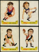 1973 Kelloggs "Australian Football Caricatures" stickers, incomplete set [8/30] including Bruce Doull, Alex Jesaulenko & Garry Demsey; also 1974 "Footy Stars" stickers [3/24], noting Kevin Bartlett & Francis Bourke; overall G/VG - 2