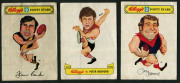 1973 Kelloggs "Australian Football Caricatures" stickers, incomplete set [8/30] including Bruce Doull, Alex Jesaulenko & Garry Demsey; also 1974 "Footy Stars" stickers [3/24], noting Kevin Bartlett & Francis Bourke; overall G/VG - 3