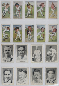 1926-48 CRICKET CARDS: complete sets comprising 1926 Players "Cricketers, Caricatures by RIP" [50]; 1928 Wills "Cricketers" [50]; 1932 Godfrey Phillips "Test Cricketers 1932-1933" [38], 1936 Churchman "Cricketers" [50], 1947 Radio Fun (Amalgamated Press)